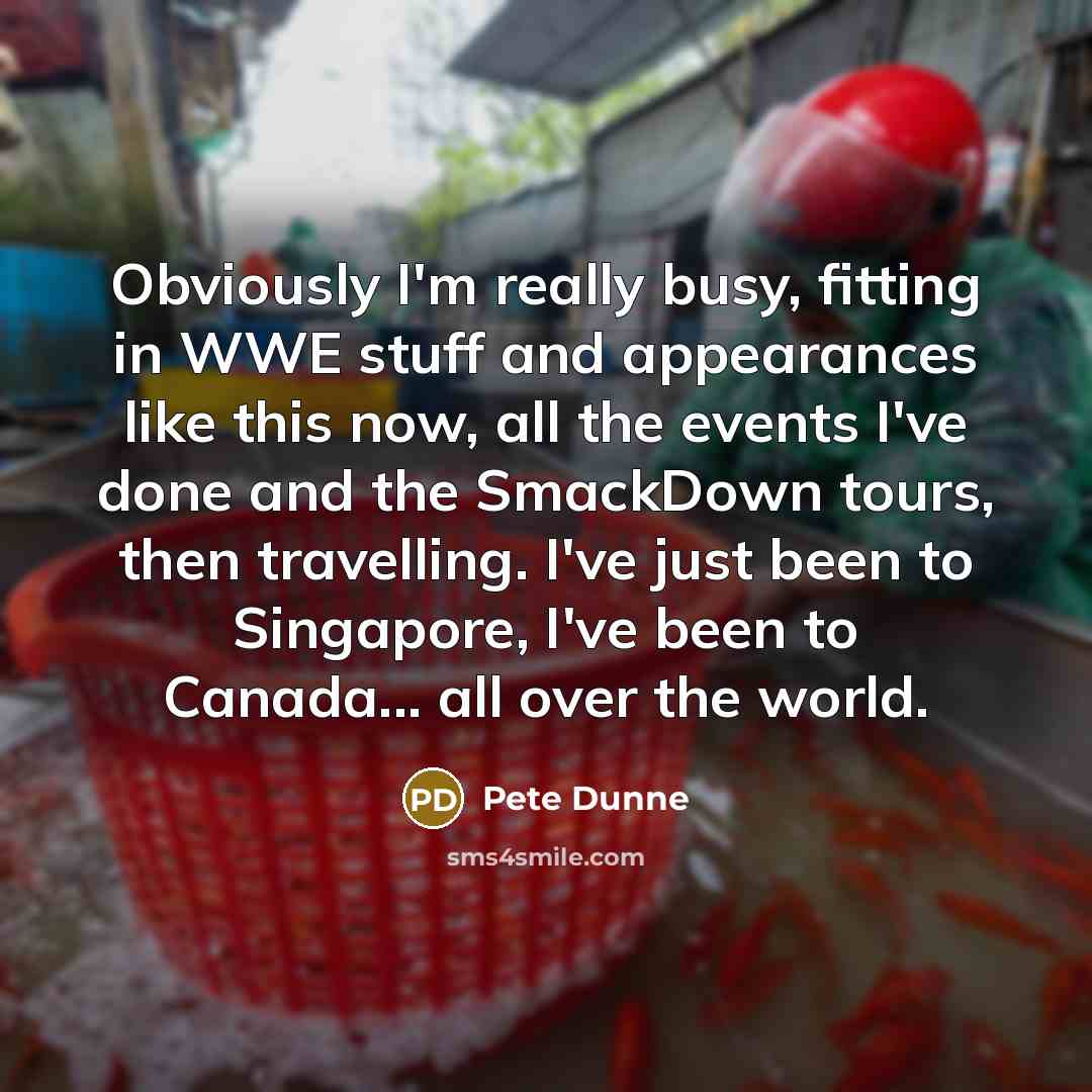 “Obviously I'm really busy, fitting in WWE stuff and appearances…” quote by Pete Dunne