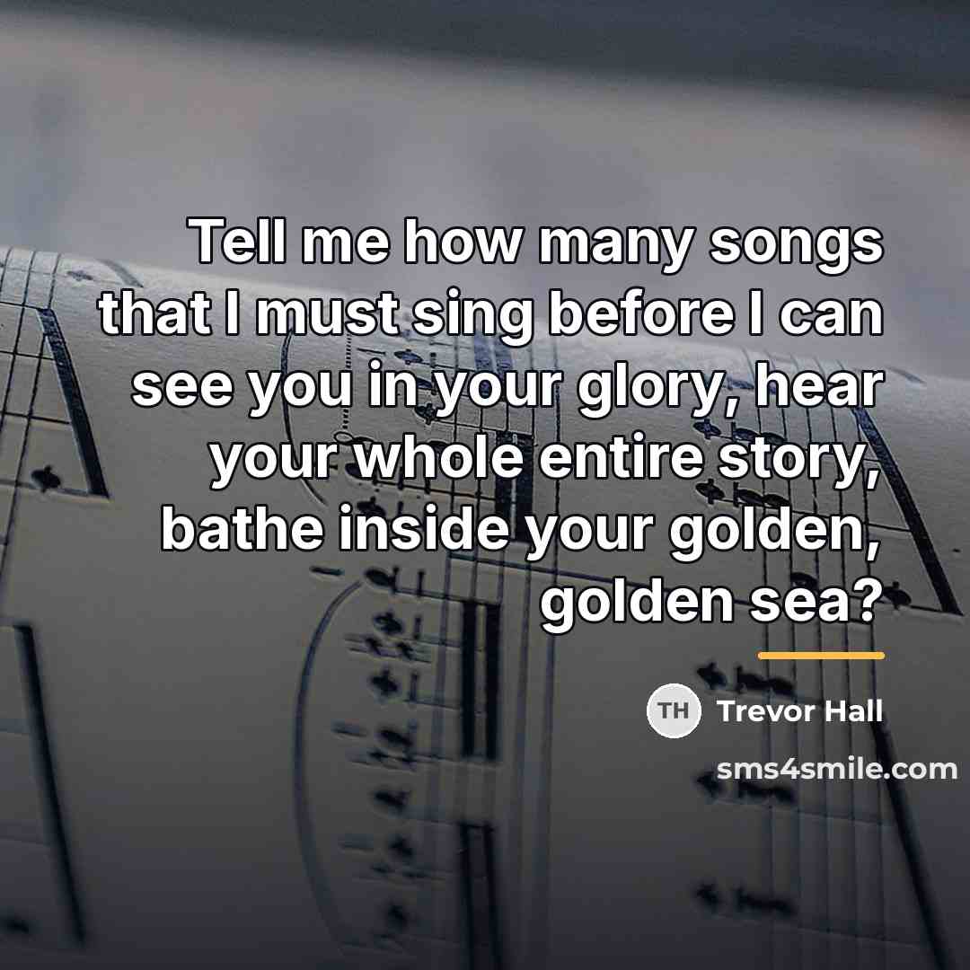 “Tell me how many songs that I must sing before…” quote by Trevor Hall