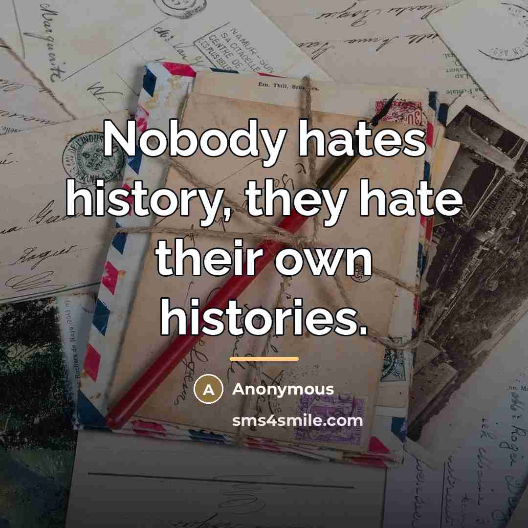 “Nobody hates history, they hate their own histories.…” quote by Anonymous