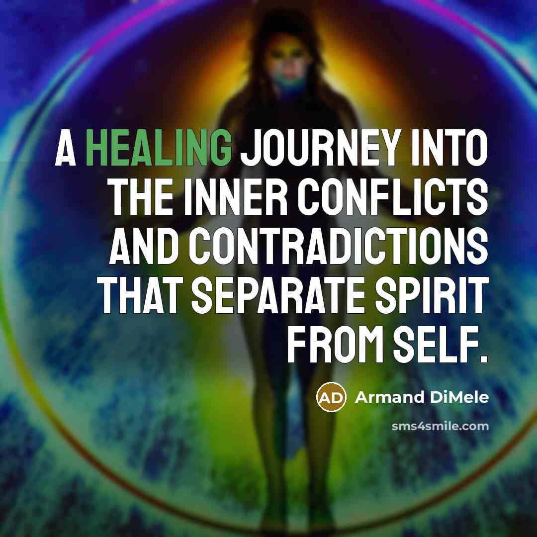 “A healing journey into the inner conflicts and contradictions that…” quote by Armand DiMele