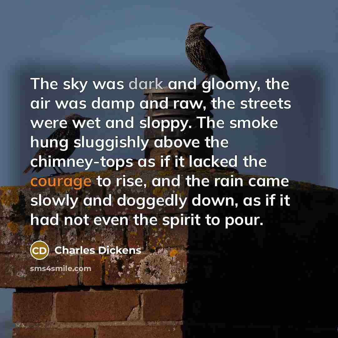 “The sky was dark and gloomy, the air was damp…” quote by Charles Dickens