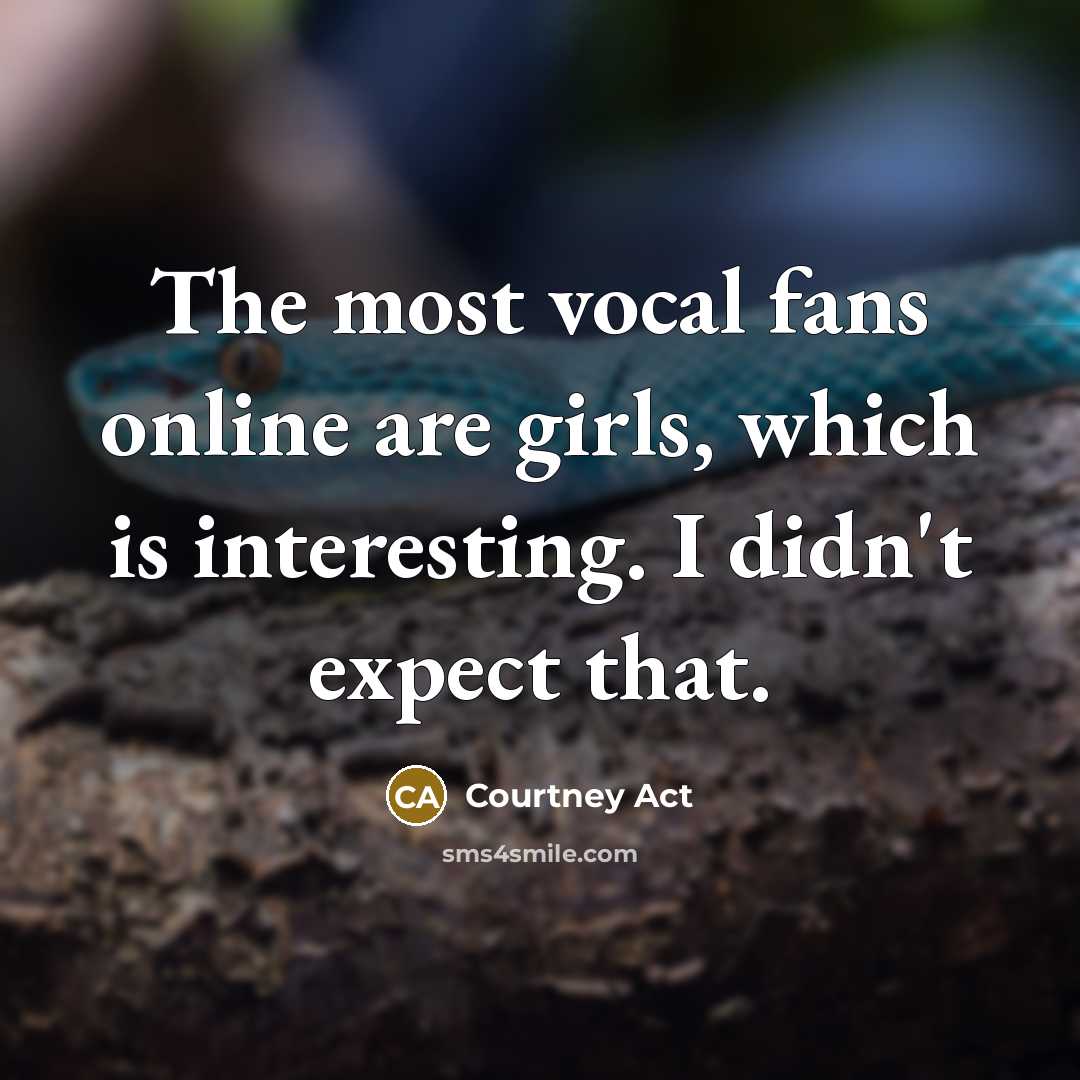 “The most vocal fans online are girls, which is interesting.…” quote by Courtney Act