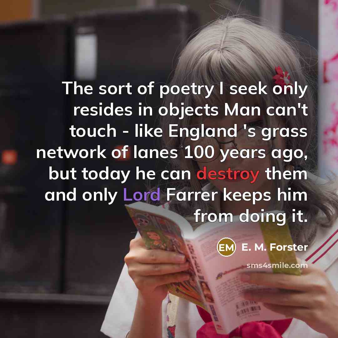“The sort of poetry I seek only resides in objects…” quote by E. M. Forster