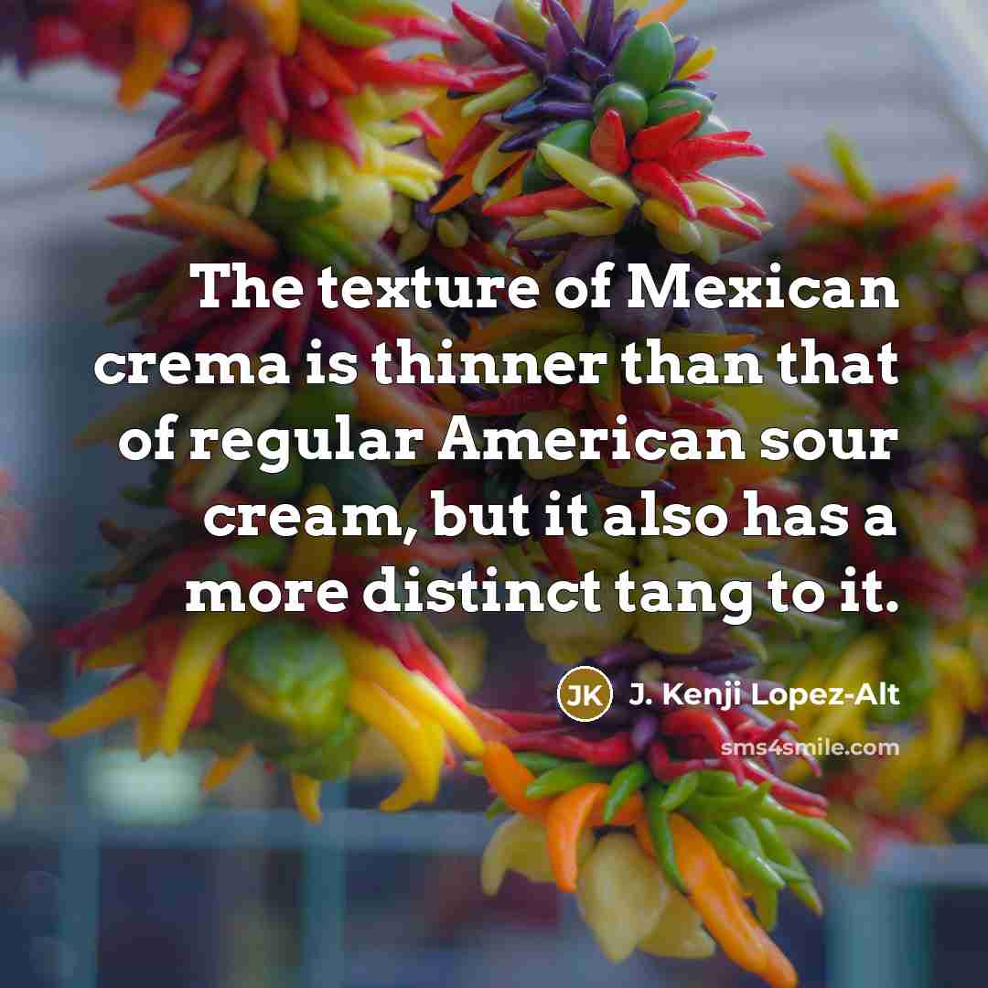 “The texture of Mexican crema is thinner than that of…” quote by J. Kenji Lopez-Alt