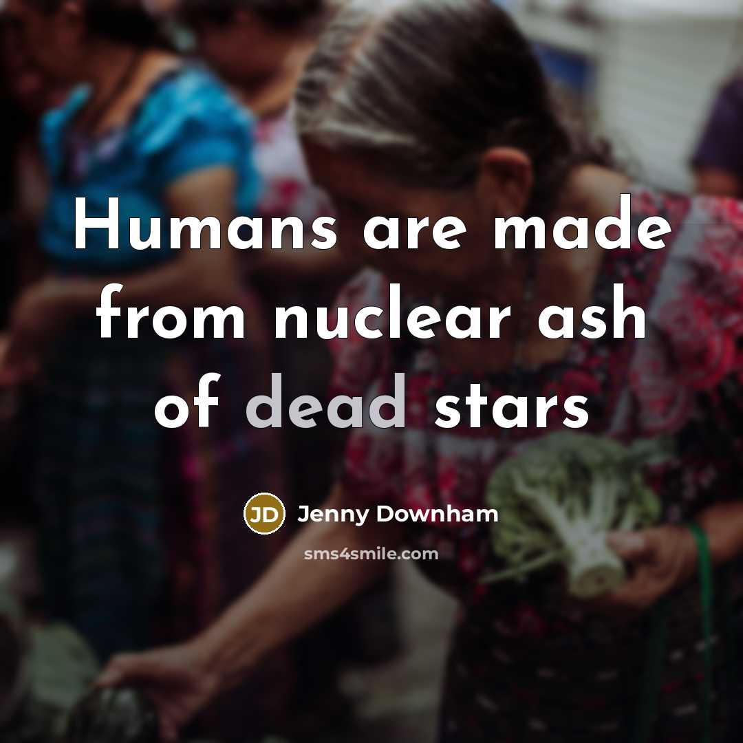 “Humans are made from nuclear ash of dead stars…” quote by Jenny Downham