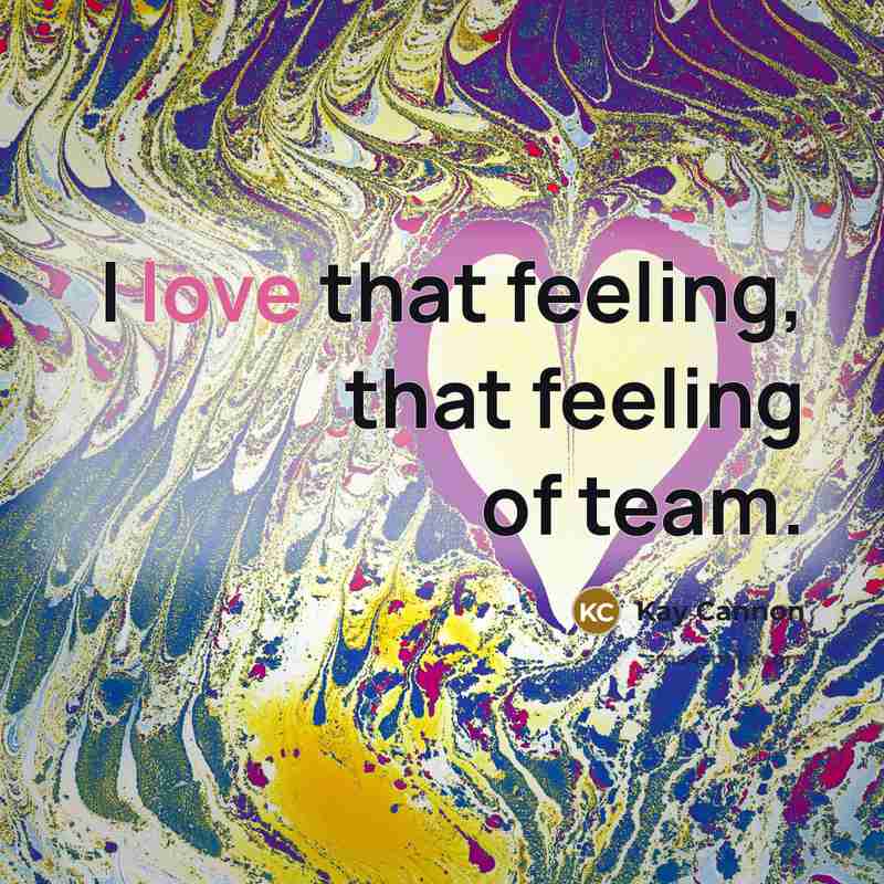 “I love that feeling, that feeling of team.…” quote by Kay Cannon