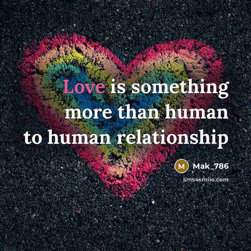 “Love is something more than human to human relationship” quote by Mak_786
