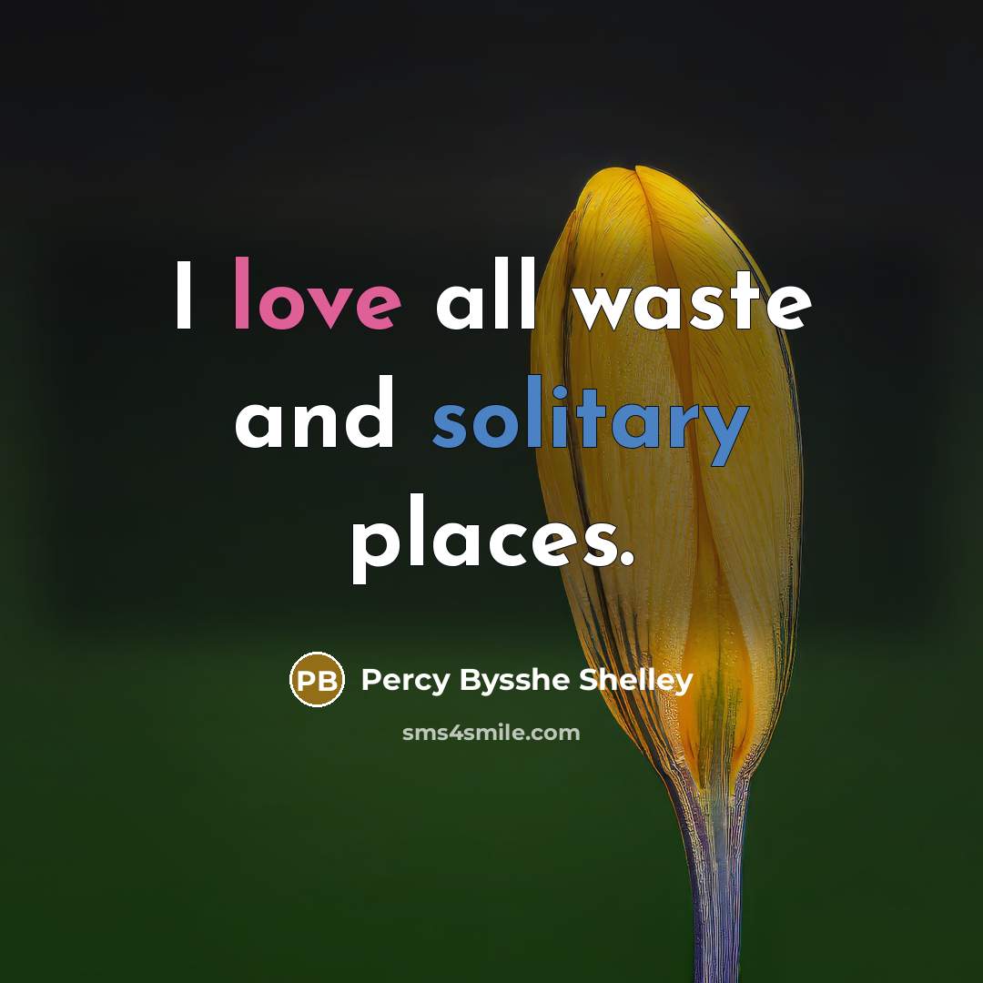 “I love all waste and solitary places.…” quote by Percy Bysshe Shelley