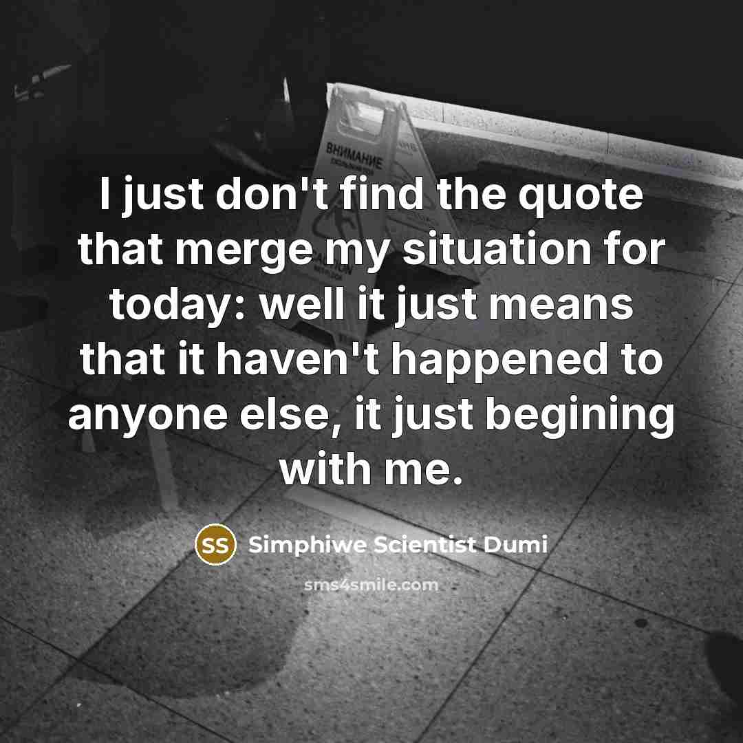 “I just don't find the quote that merge my situation…” quote by Simphiwe Scientist Dumi
