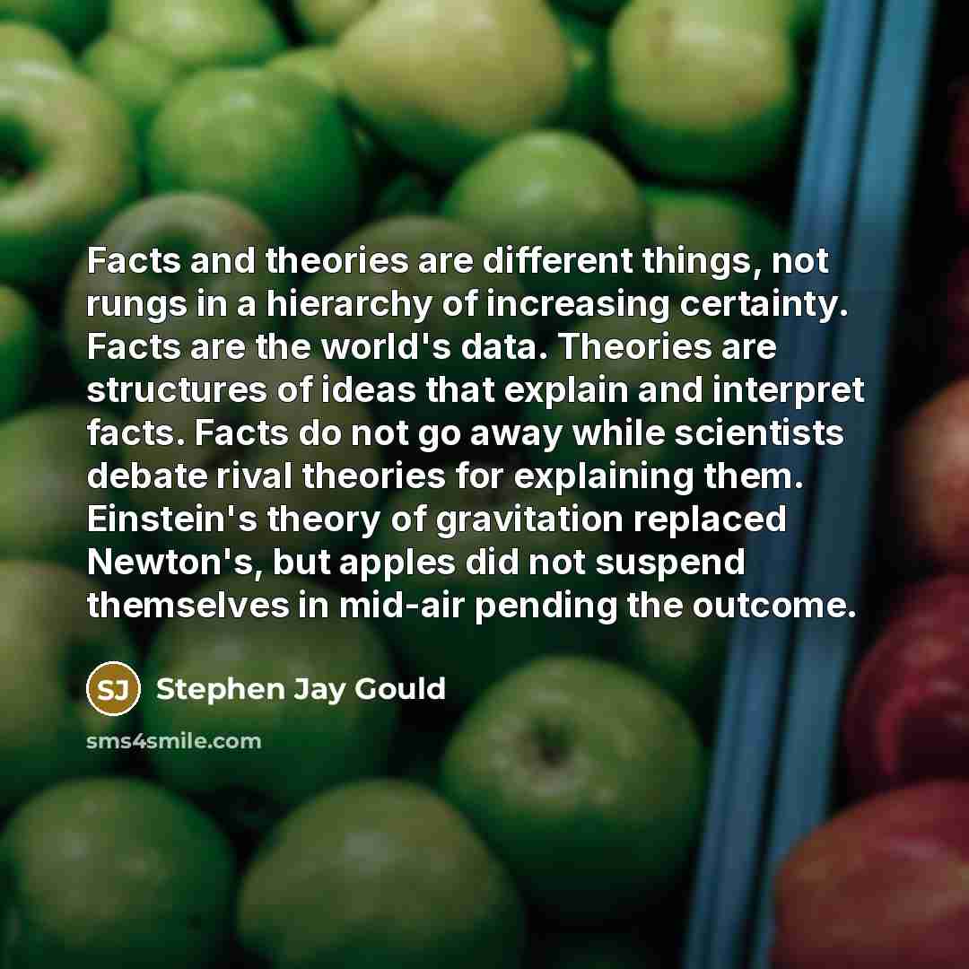 “Facts and theories are different things, not rungs in a…” quote by Stephen Jay Gould