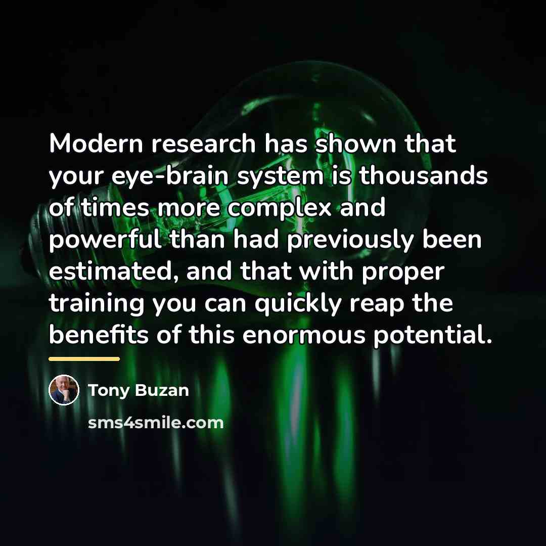 “Modern research has shown that your eye-brain system is thousands…” quote by Tony Buzan