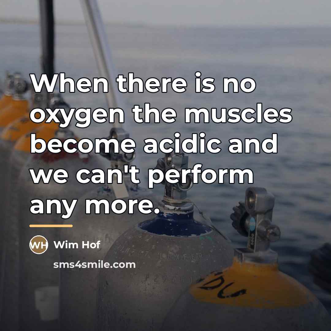 “When there is no oxygen the muscles become acidic and…” quote by Wim Hof