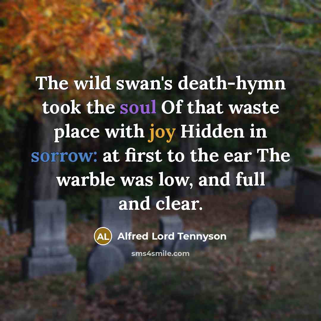 “The wild swan's death-hymn took the soul Of that waste…” quote by Alfred Lord Tennyson