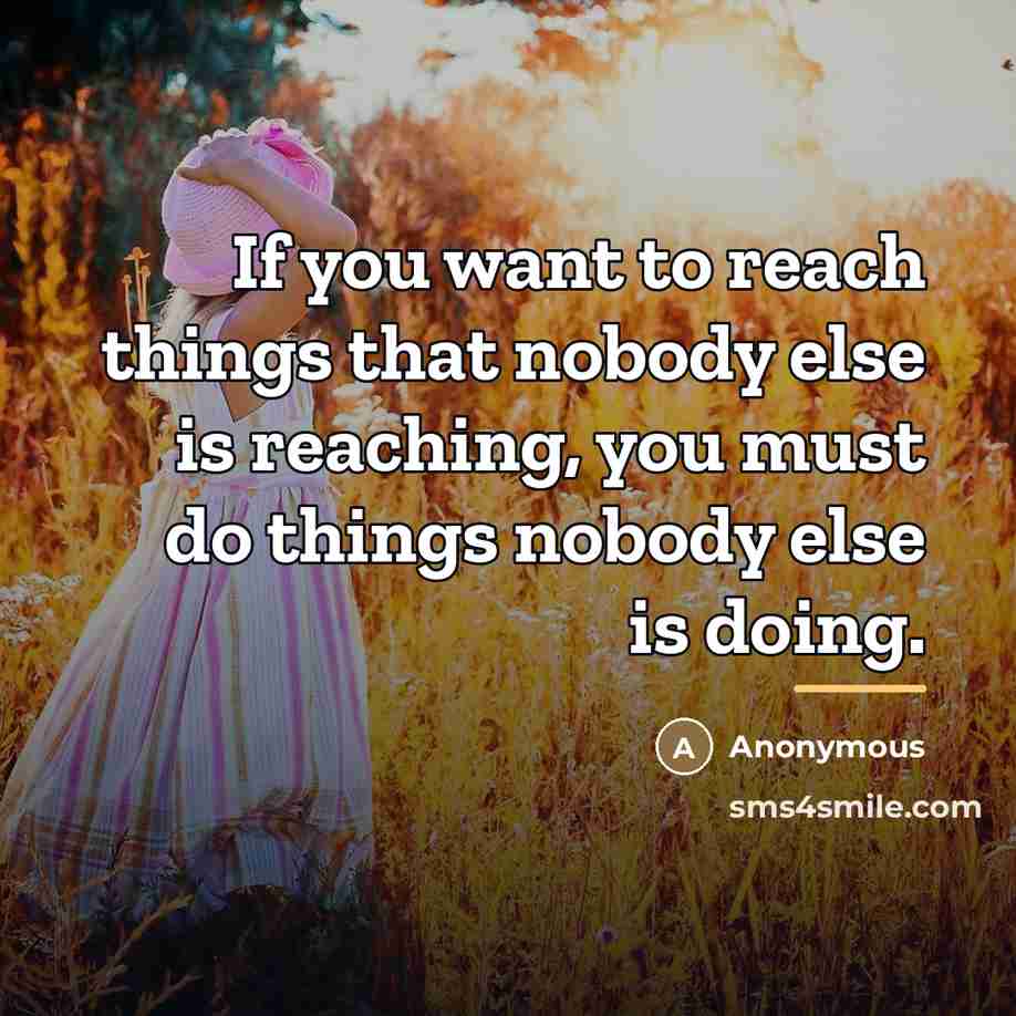 “If you want to reach things that nobody else is…” quote by Anonymous