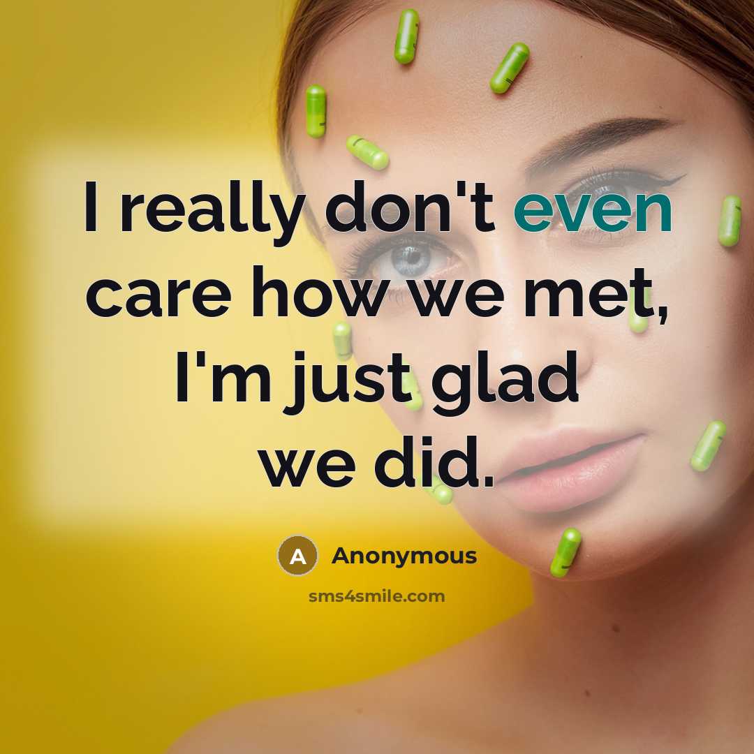 “I really don't even care how we met, I'm just…” quote by Anonymous