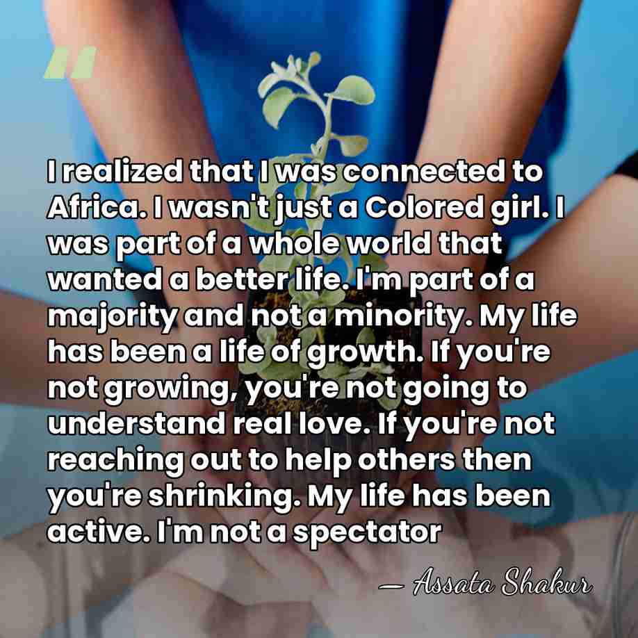 I realized that I was connected to Africa. I wasn't just a&hellip; - Assata Shakur