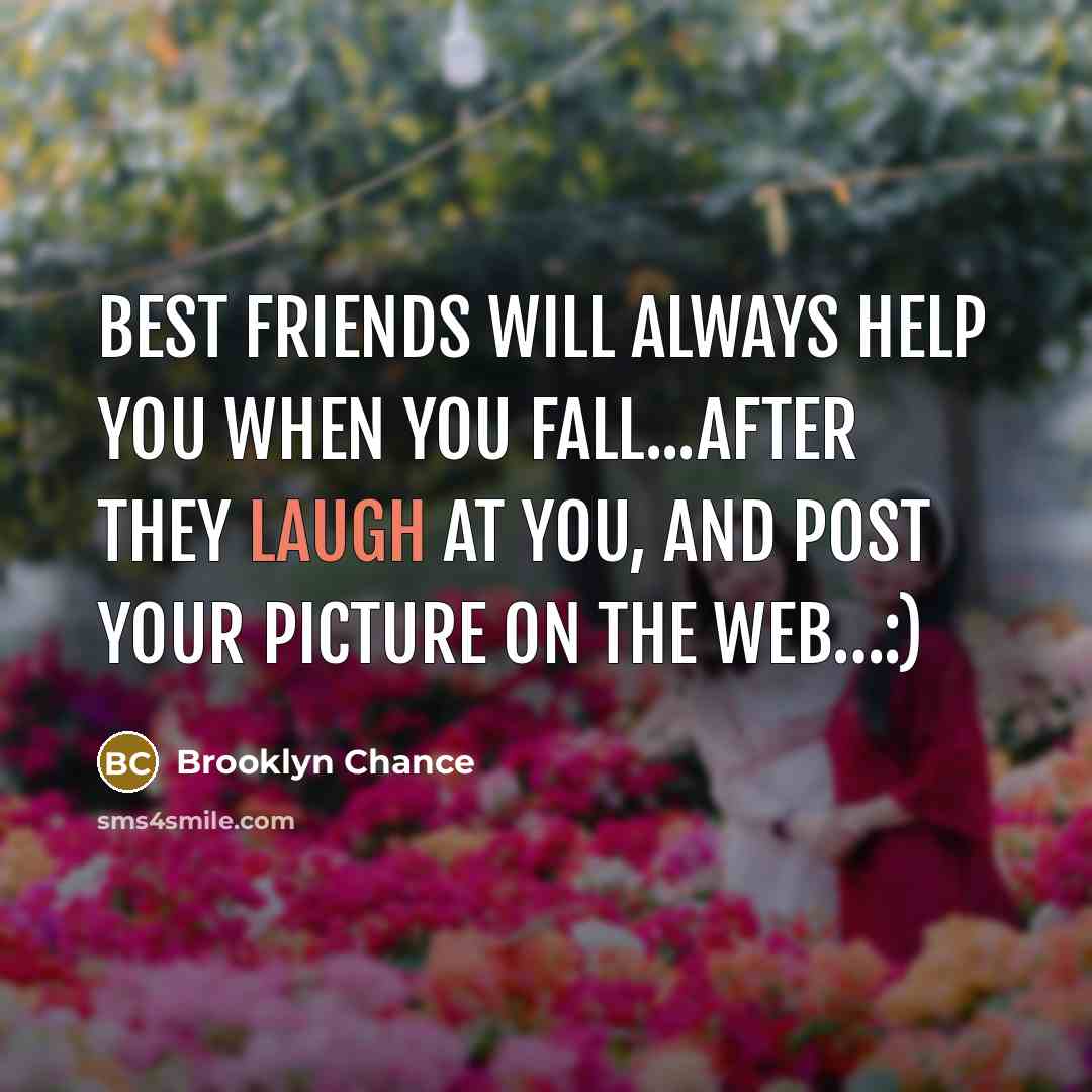 “Best friends will always help you when you fall...after they…” quote by Brooklyn Chance