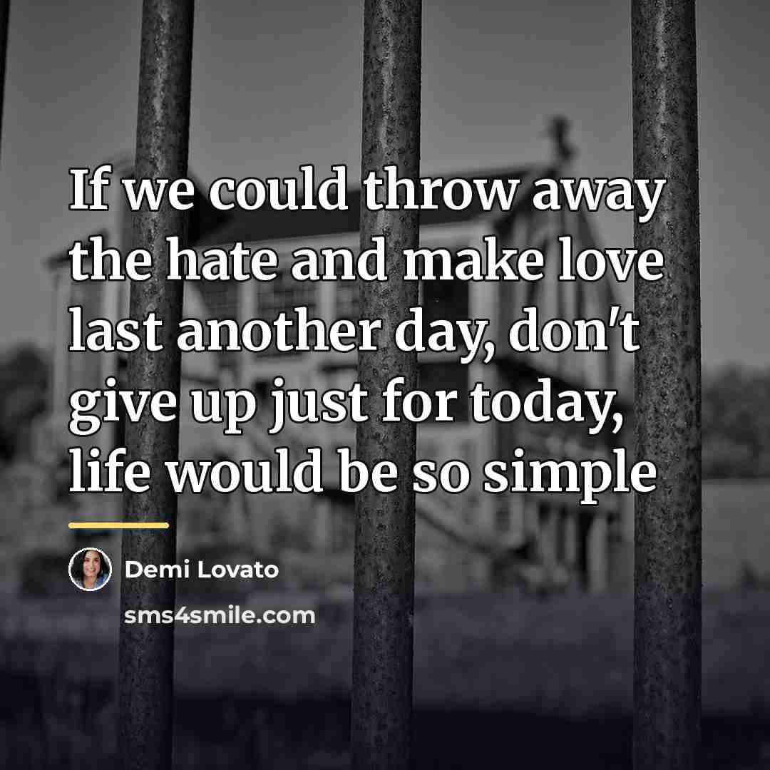 “If we could throw away the hate and make love…” quote by Demi Lovato