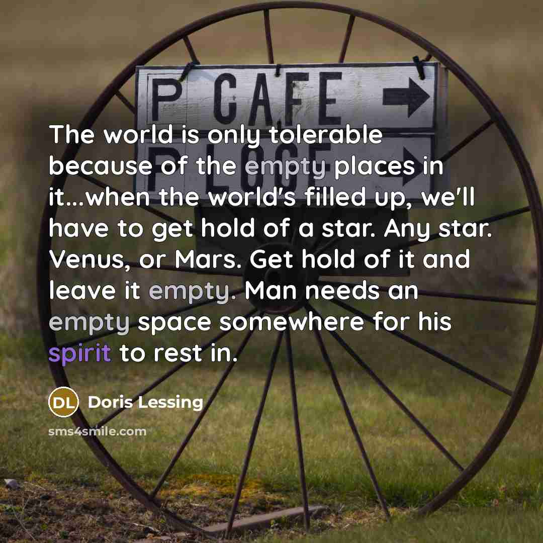 “The world is only tolerable because of the empty places…” quote by Doris Lessing