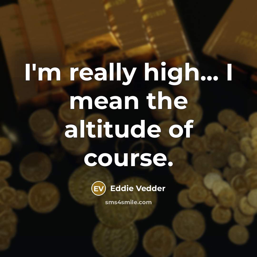 “I'm really high... I mean the altitude of course.” quote by Eddie Vedder