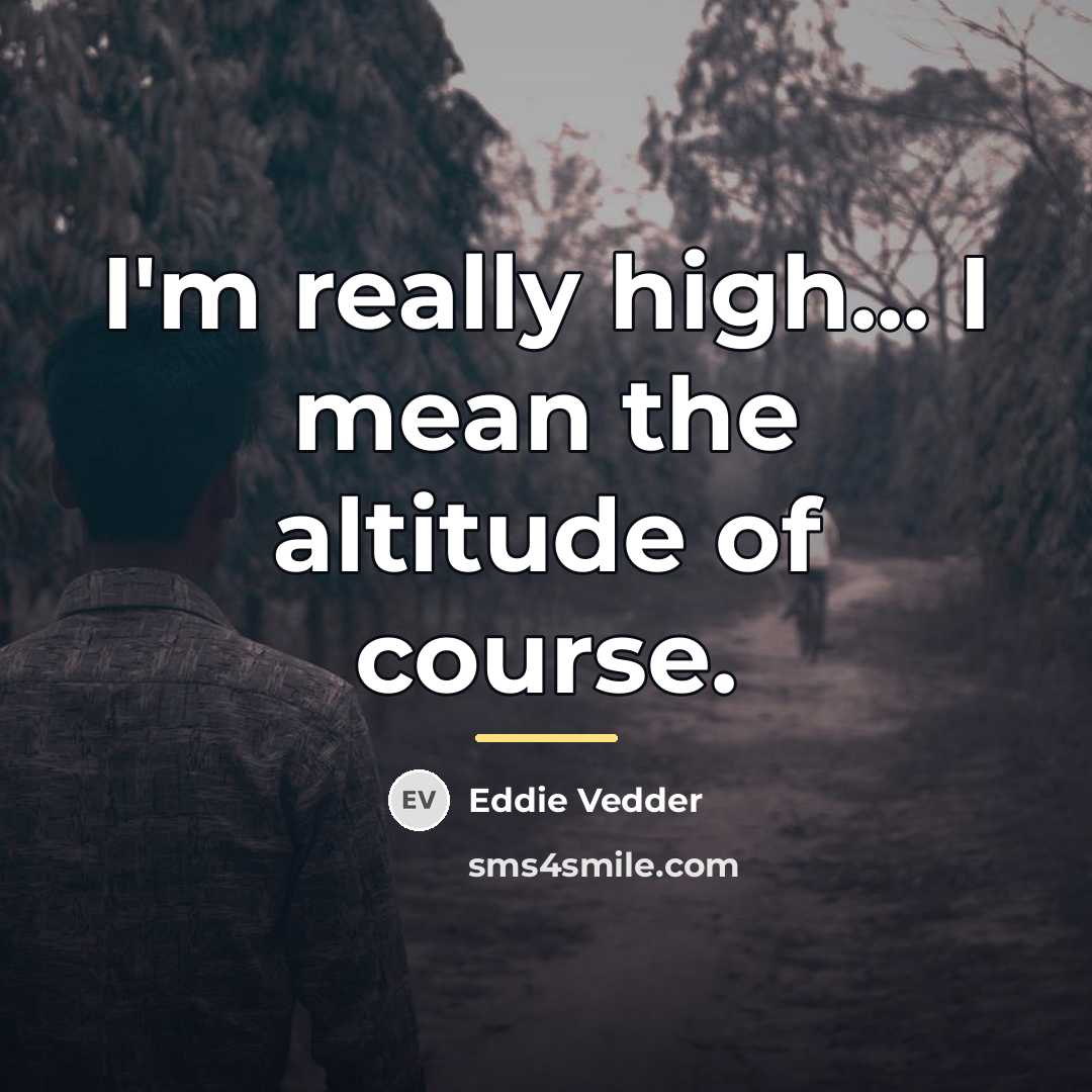 “I'm really high... I mean the altitude of course.…” quote by Eddie Vedder