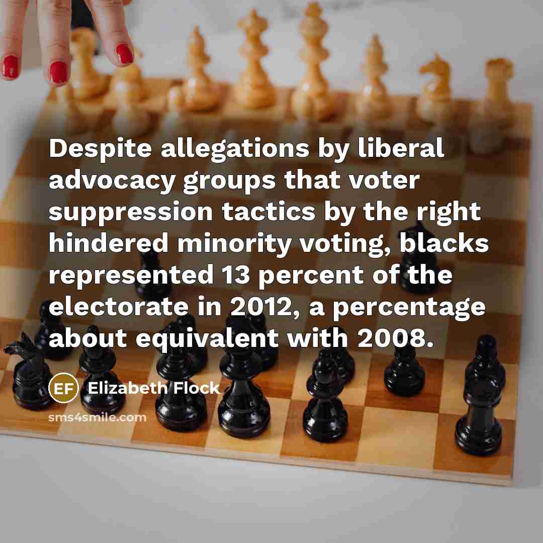 “Despite allegations by liberal advocacy groups that voter suppression tactics…” quote by Elizabeth Flock