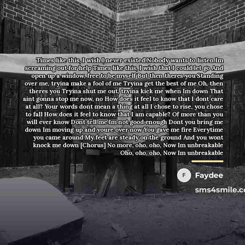 “Times like this, I wish I never existed Nobody wants…” quote by Faydee