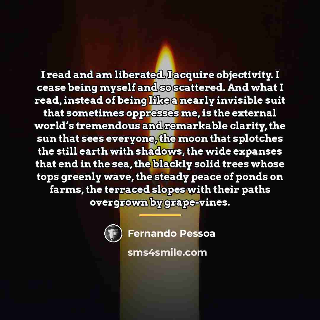 “I read and am liberated. I acquire objectivity. I cease…” quote by Fernando Pessoa