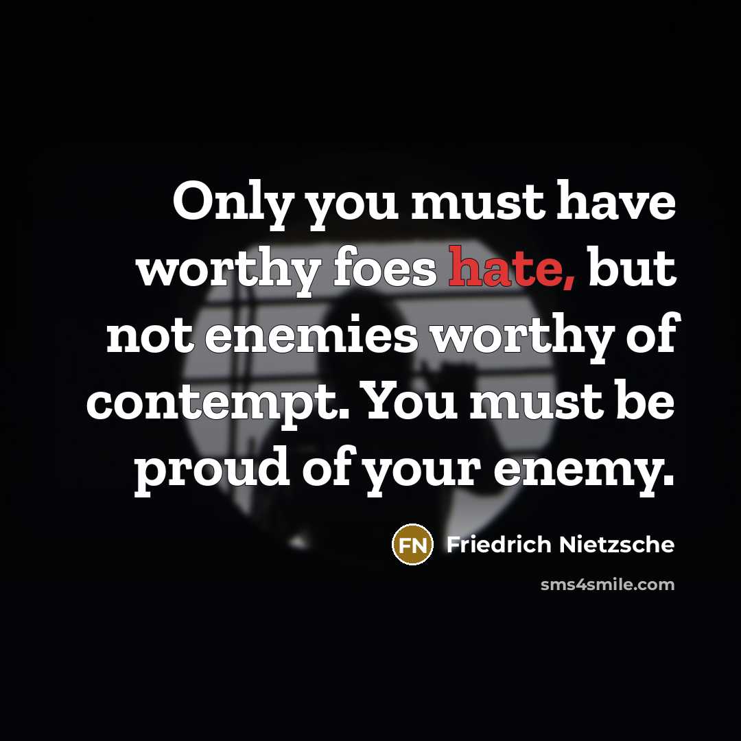 “Only you must have worthy foes hate, but not enemies…” quote by Friedrich Nietzsche