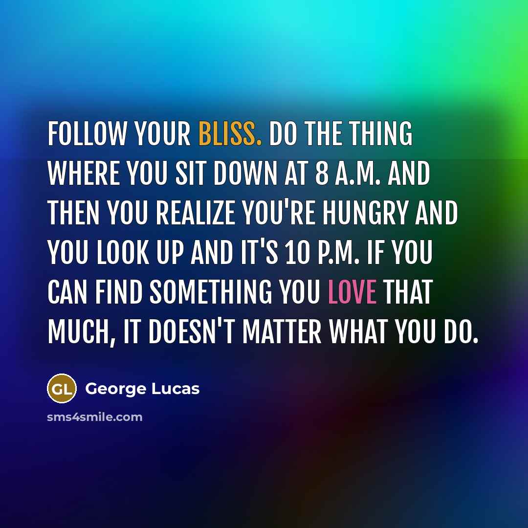 “Follow your bliss. Do the thing where you sit down…” quote by George Lucas