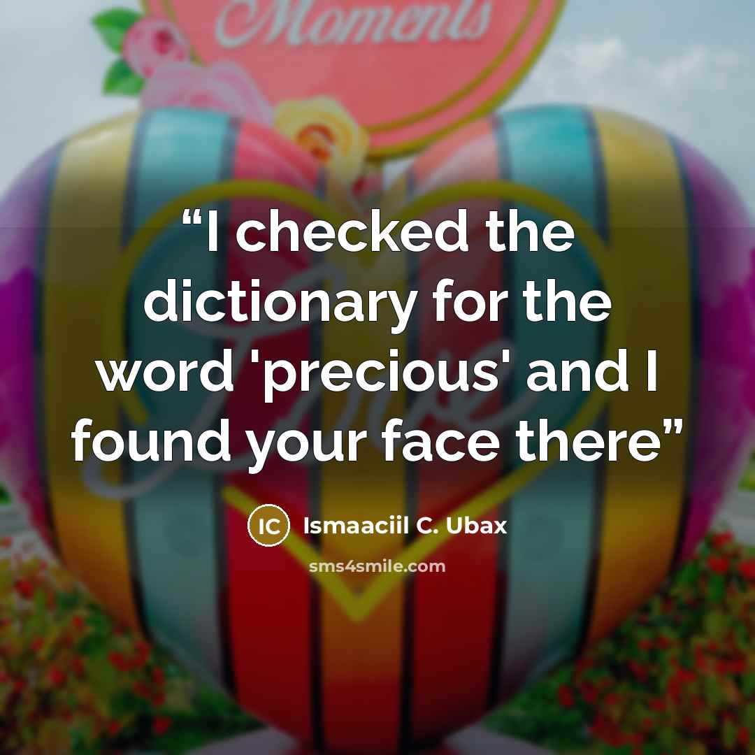 “I checked the dictionary for the word 'precious' and I found your face there” quote by Ismaaciil C. Ubax