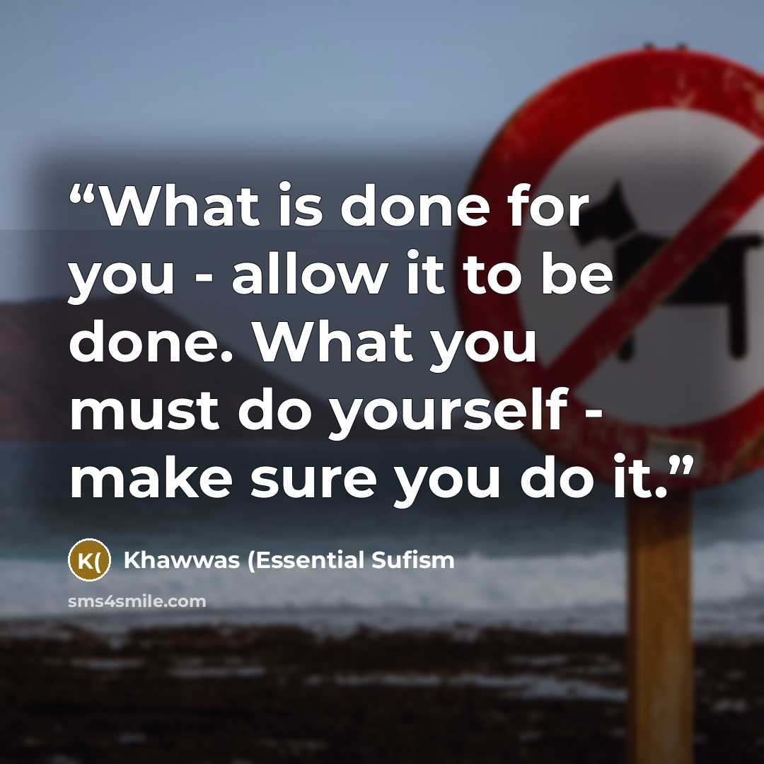 “What is done for you - allow it to be done. What you must do yourself - make sure you do it.” quote by Khawwas (Essential Sufism