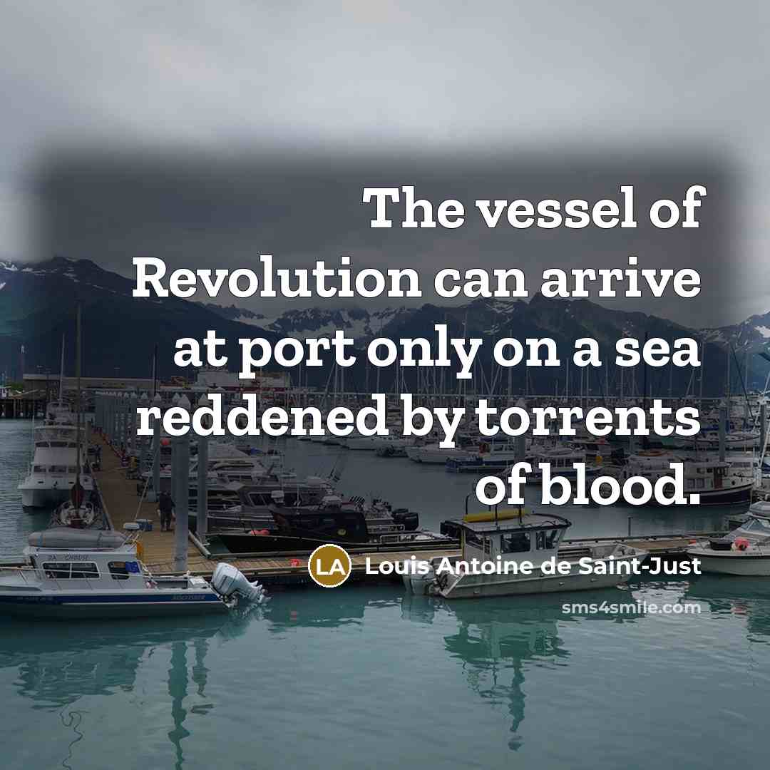 “The vessel of Revolution can arrive at port only on…” quote by Louis Antoine de Saint-Just