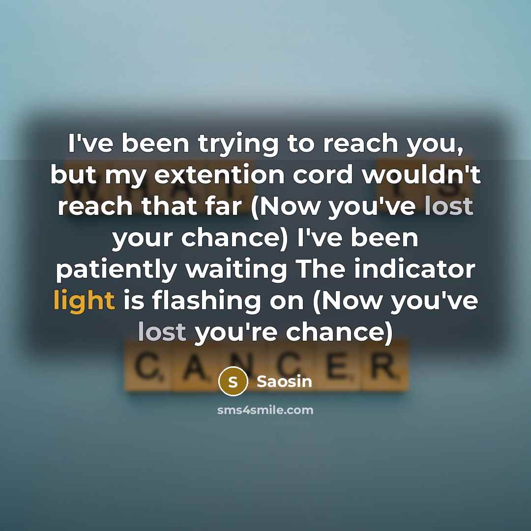 “I've been trying to reach you, but my extention cord…” quote by Saosin