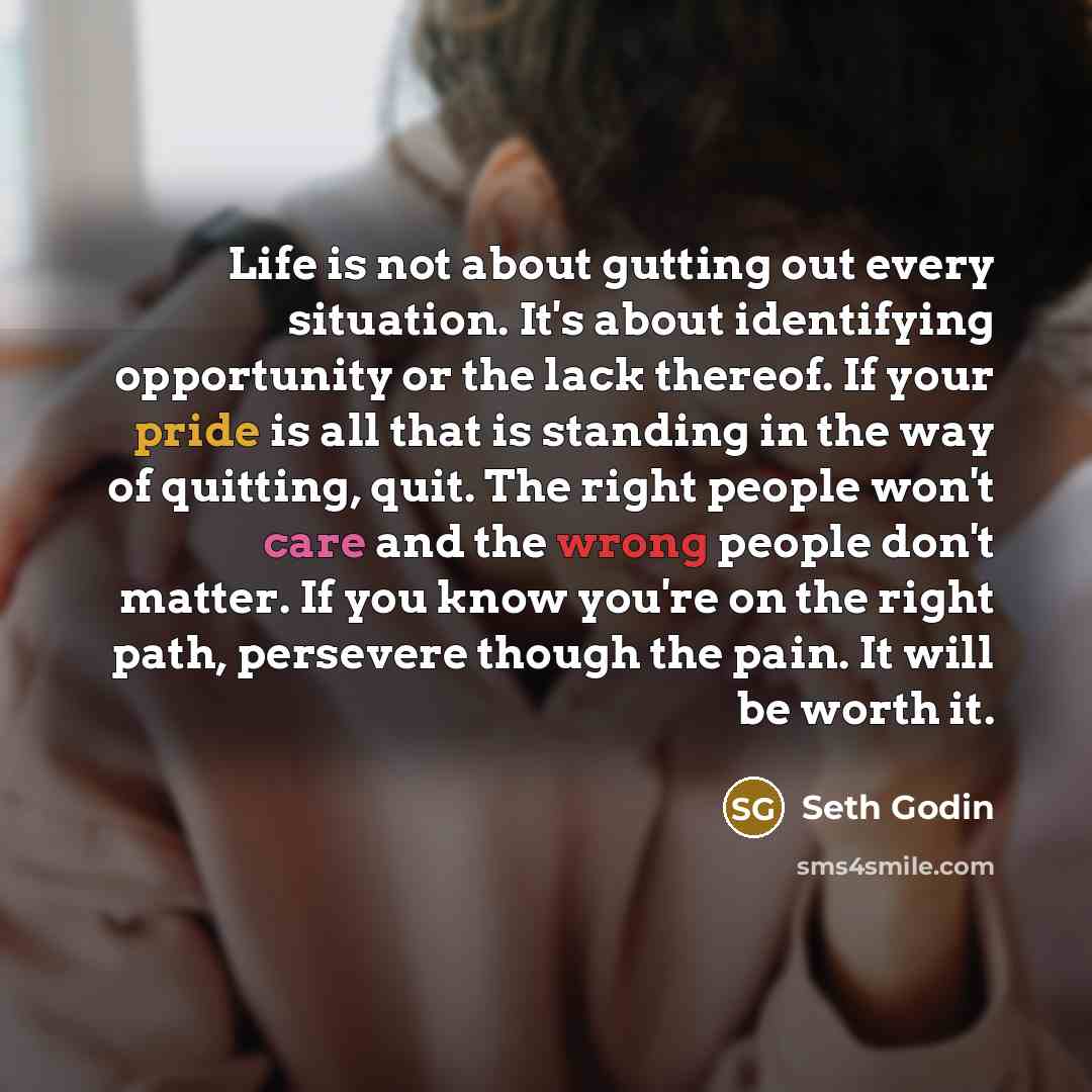 “Life is not about gutting out every situation. It's about…” quote by Seth Godin