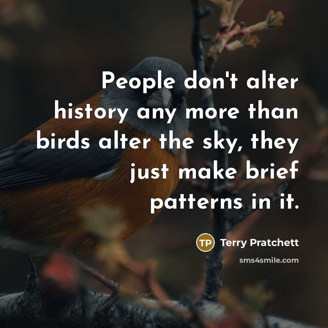 “People don't alter history any more than birds alter the…” quote by Terry Pratchett