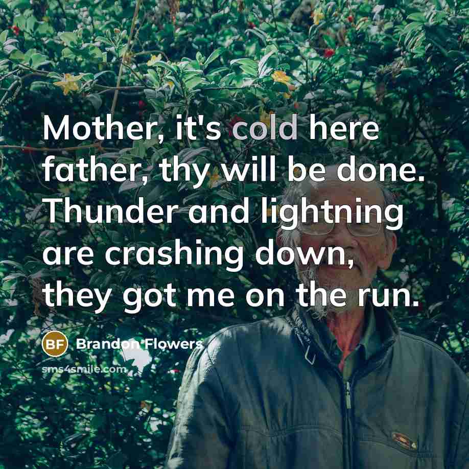 “Mother, it's cold here father, thy will be done. Thunder…” quote by Brandon Flowers