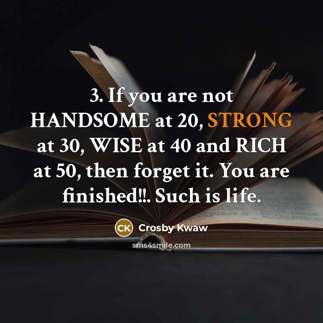 “3. If you are not HANDSOME at 20, STRONG at…” quote by Crosby Kwaw