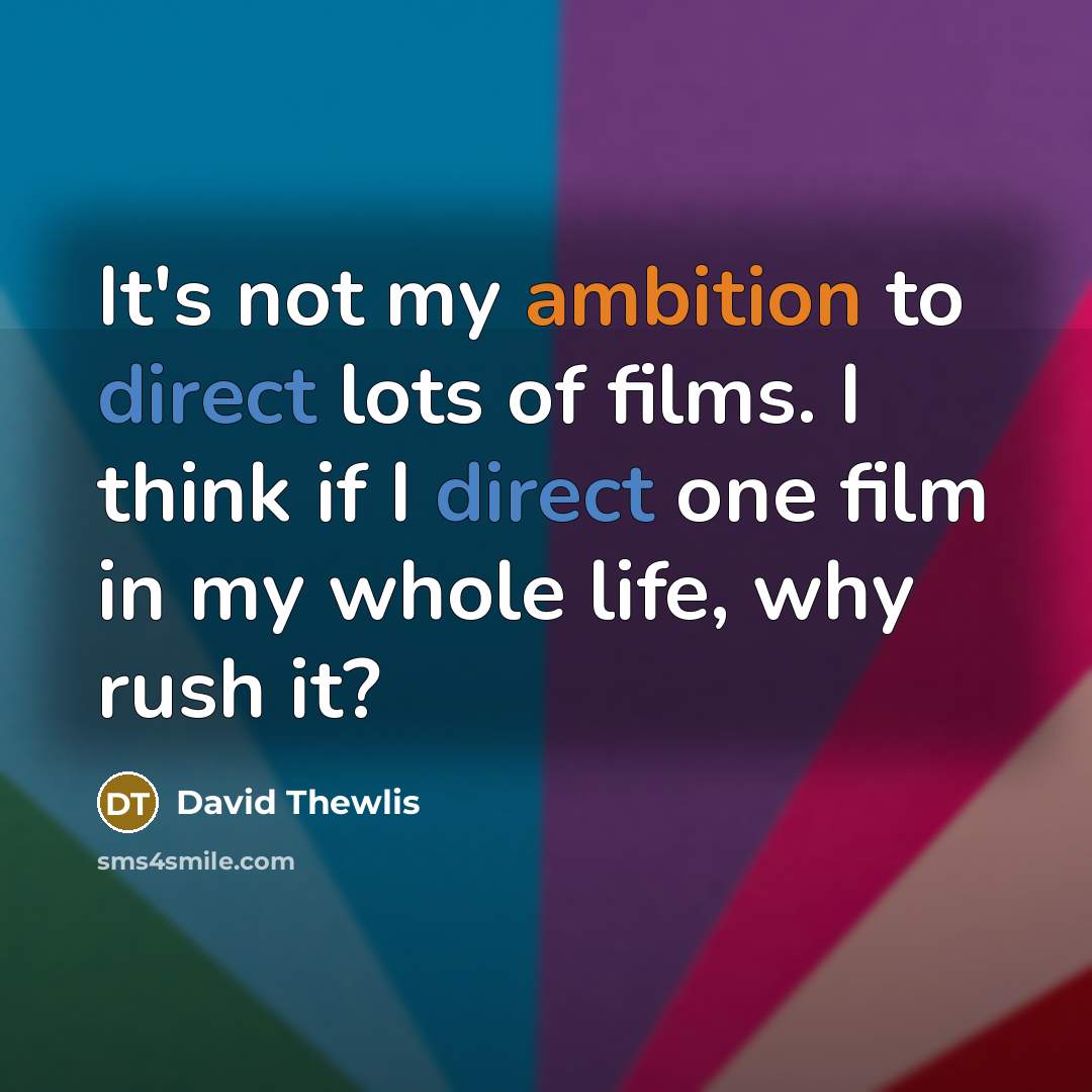 “It's not my ambition to direct lots of films. I…” quote by David Thewlis