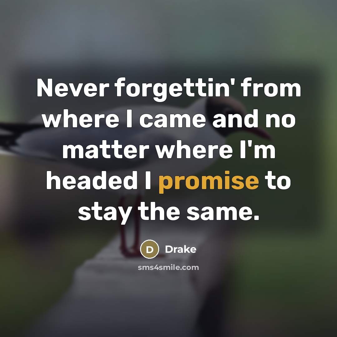 “Never forgettin' from where I came and no matter where…” quote by Drake