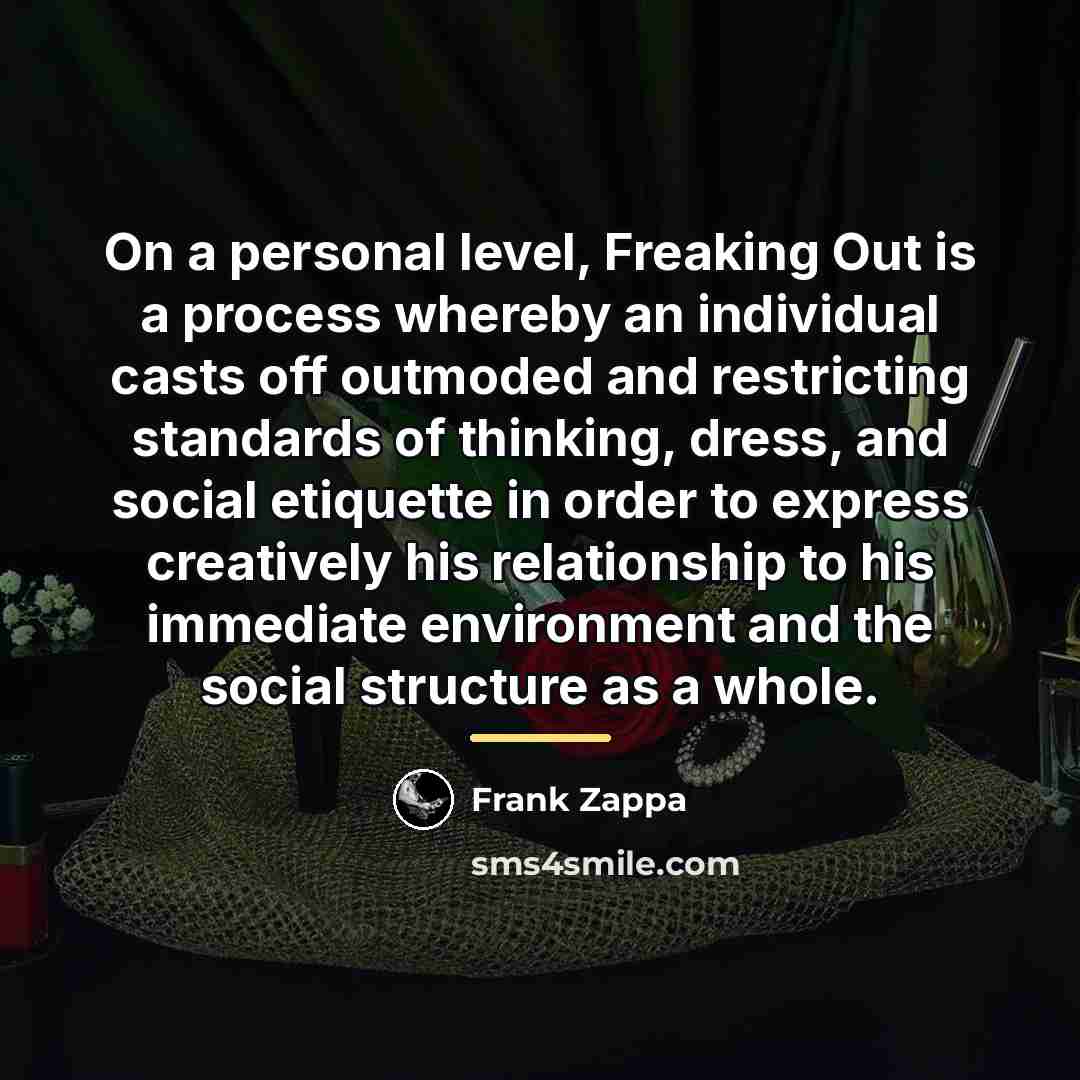 “On a personal level, Freaking Out is a process whereby…” quote by Frank Zappa