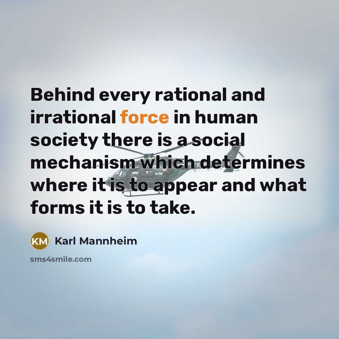 “Behind every rational and irrational force in human society there…” quote by Karl Mannheim