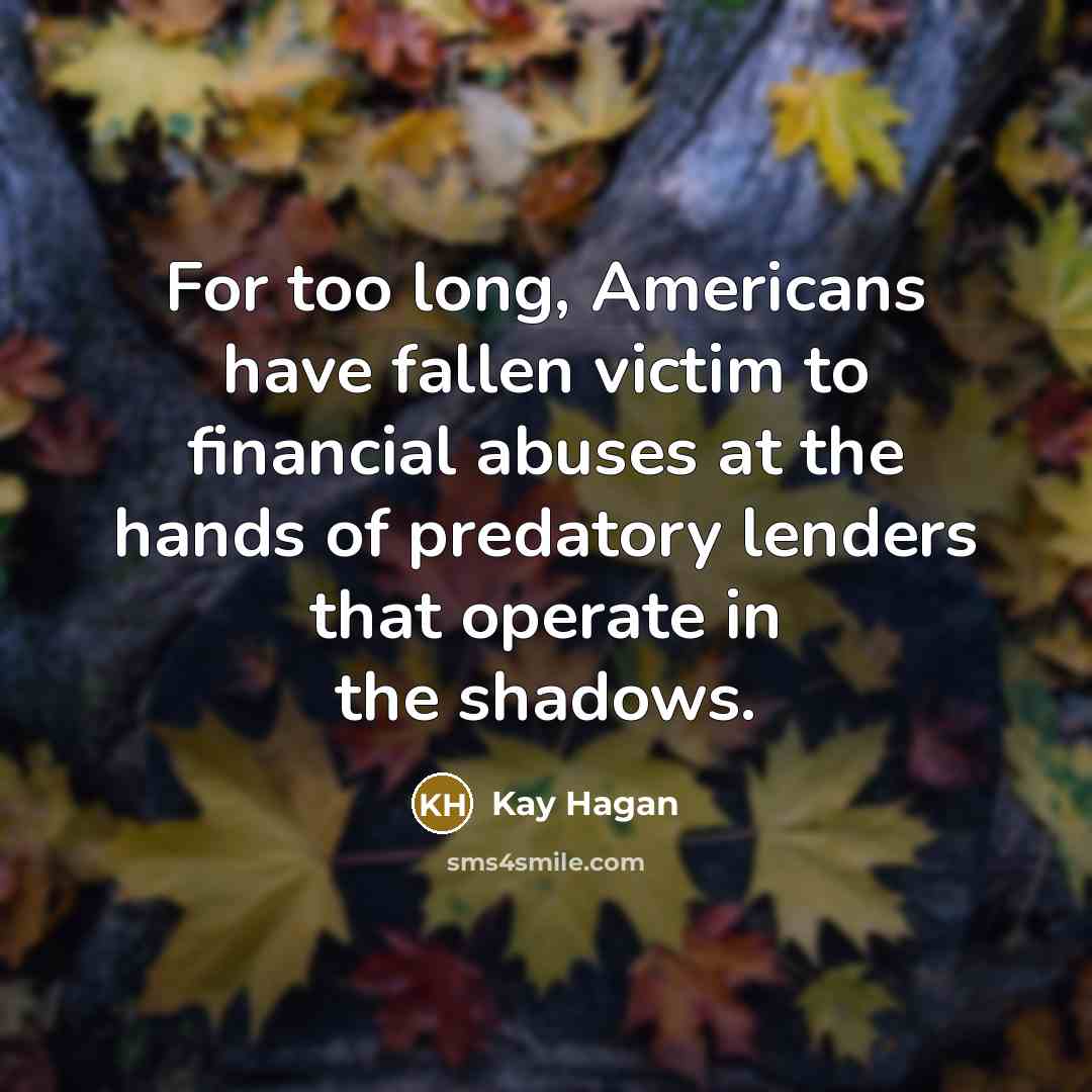 “For too long, Americans have fallen victim to financial abuses…” quote by Kay Hagan