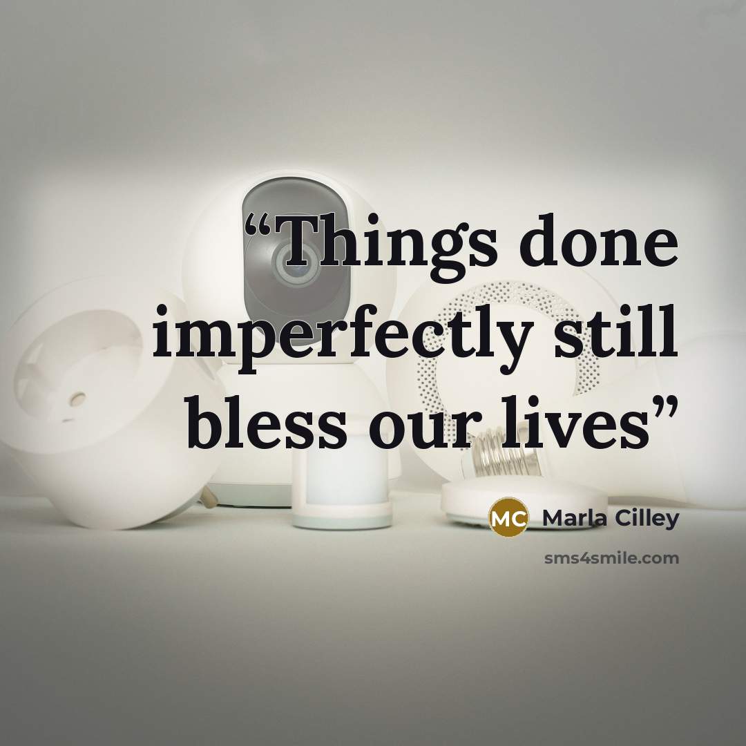 “Things done imperfectly still bless our lives” quote by Marla Cilley