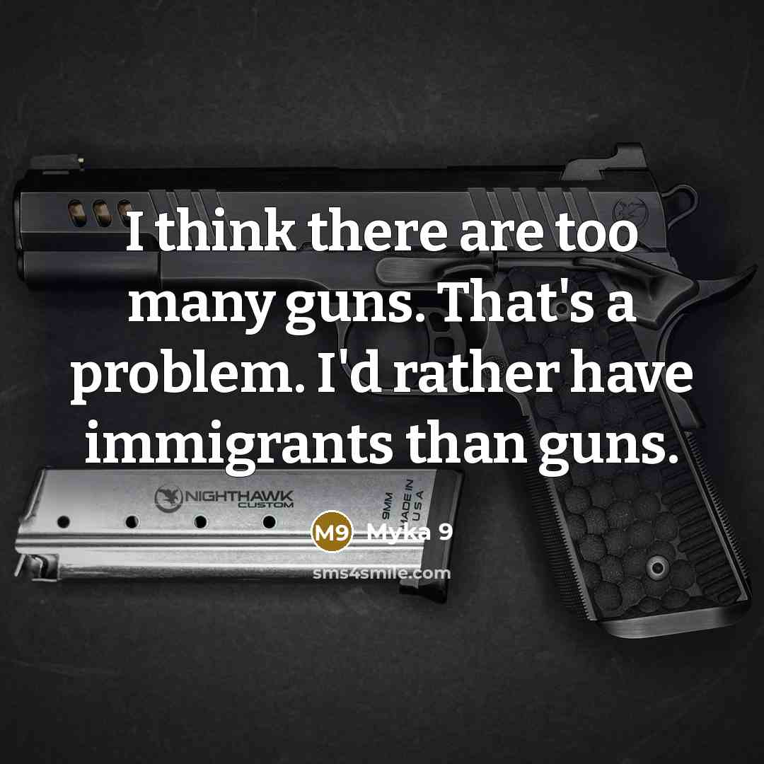 “I think there are too many guns. That's a problem.…” quote by Myka 9
