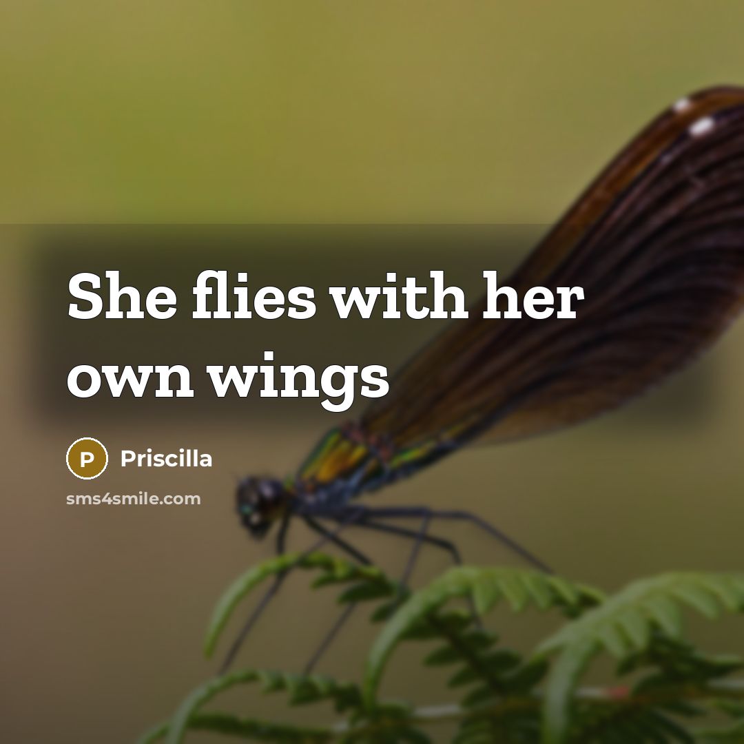 “She flies with her own wings…” quote by Priscilla