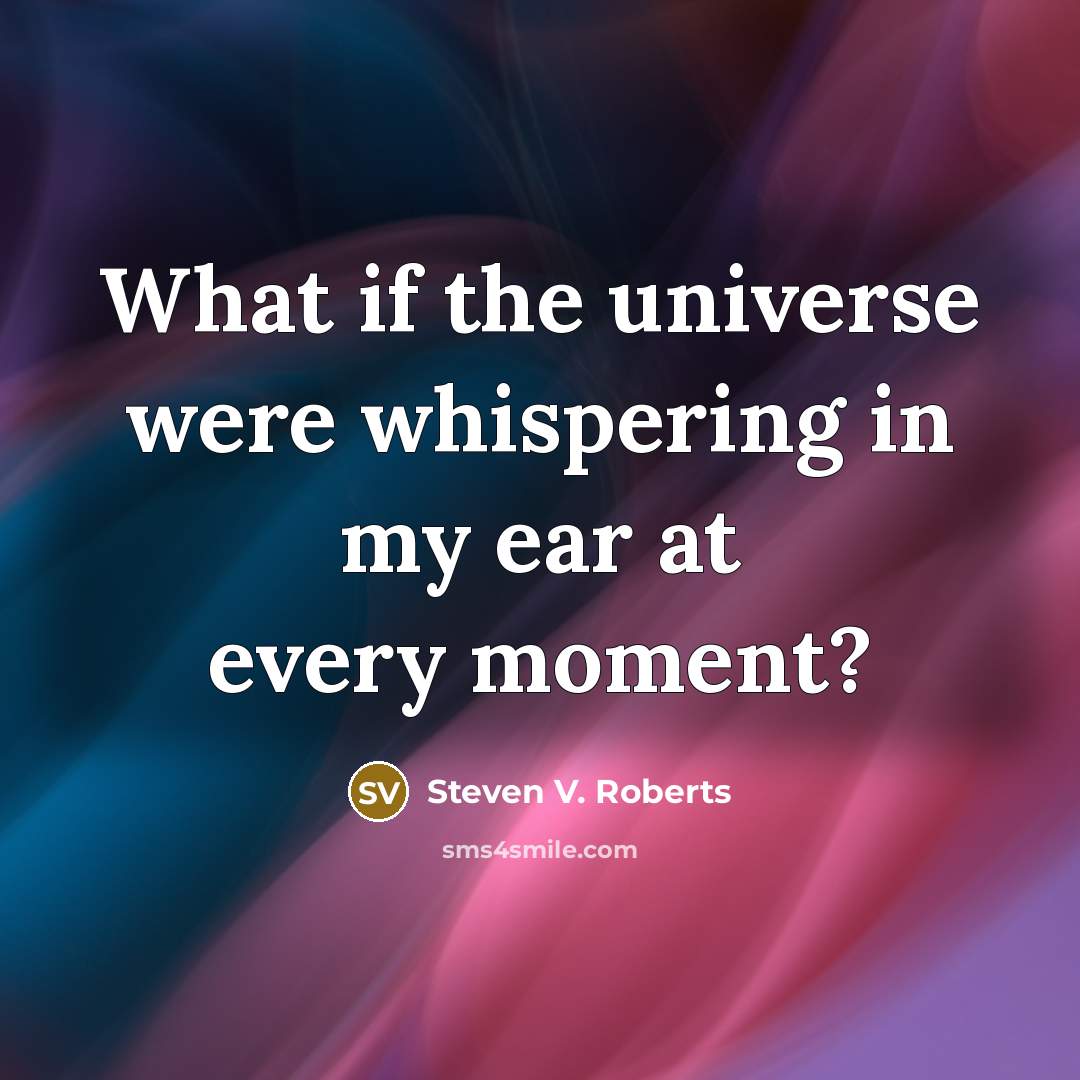 “What if the universe were whispering in my ear at every moment?” quote by Steven V. Roberts