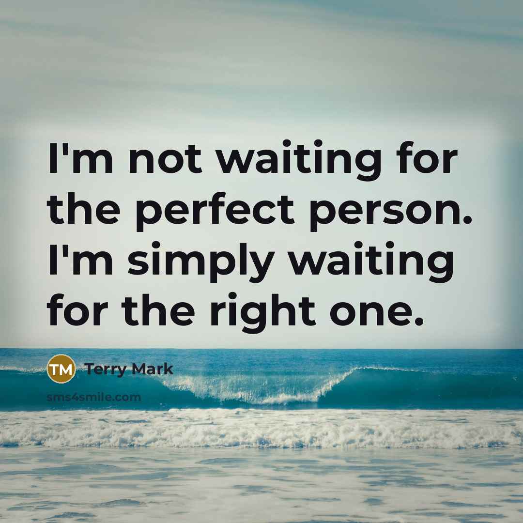 “I'm not waiting for the perfect person. I'm simply waiting…” quote by Terry Mark