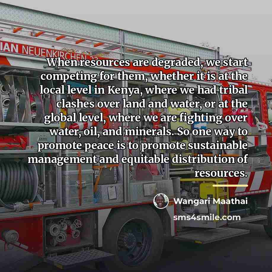 “When resources are degraded, we start competing for them, whether…” quote by Wangari Maathai