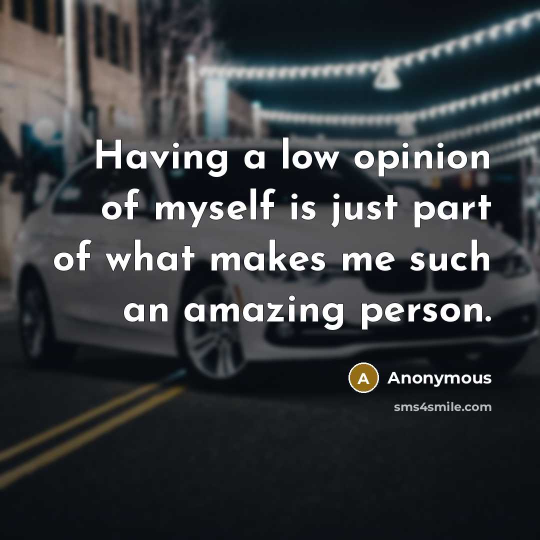 “Having a low opinion of myself is just part of…” quote by Anonymous